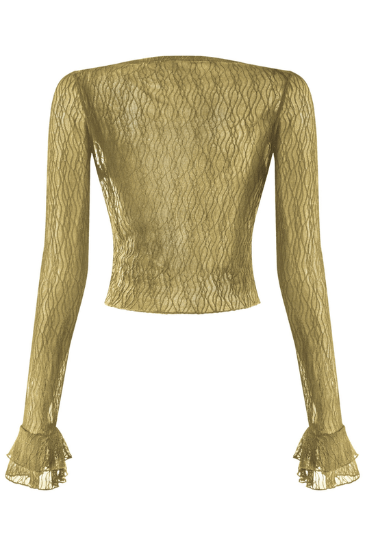 Romantic Ruffle Mesh Top – Sheer Long Sleeve Blouse - Blaire Shops