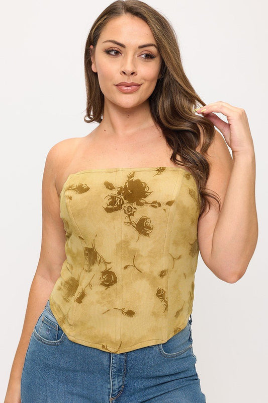 Rosalia Plus Size Lace Up Corset Tube Top – Boned Bodice & Back Lace Up - Blaire Shops