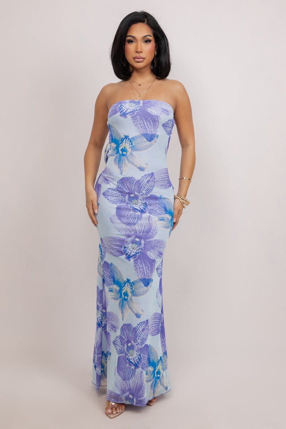 Saint Isla Open Back Maxi Vacation Strapless Dress - LIGHT PURPLE DRESS for women