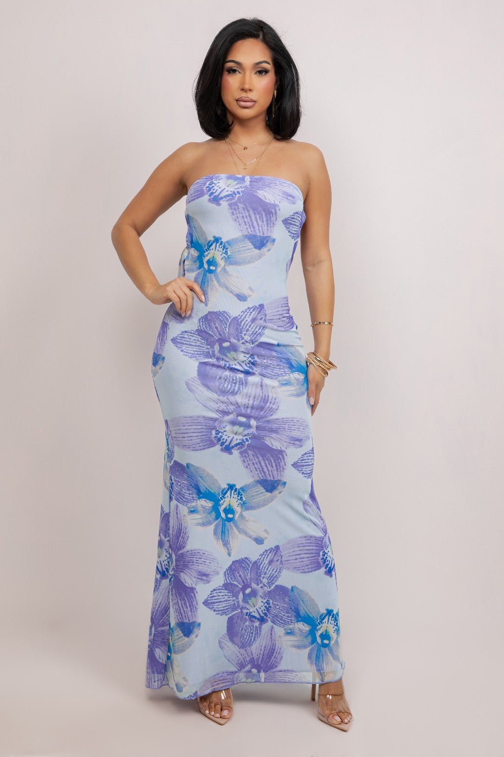 Saint Isla Open Back Maxi Vacation Strapless Dress - LIGHT PURPLE DRESS for women