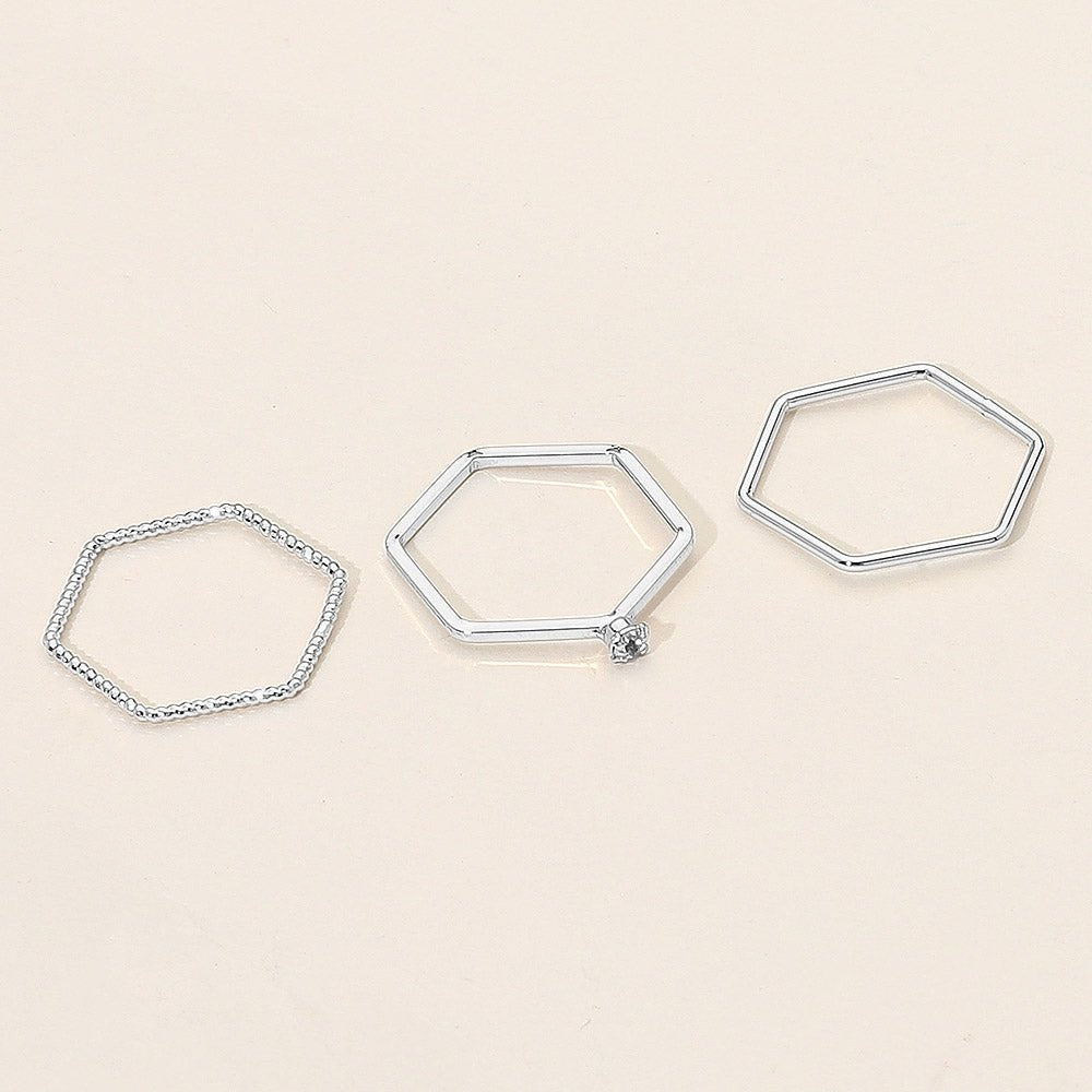SECRET BOX™ 3PCS Genuine Silver Dipped Dainty Geometric Stackable Ring Set - Blaire Shops