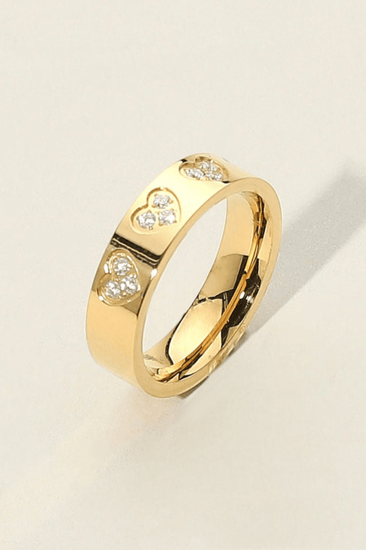 SECRET BOX™ Stainless Steel Heart Stone Paved Band Ring - Blaire Shops