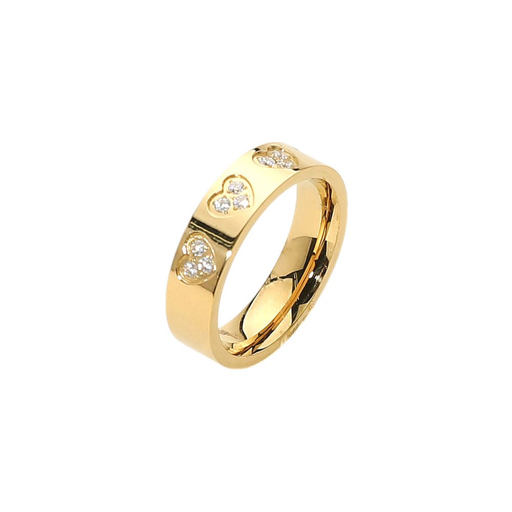 SECRET BOX™ Stainless Steel Heart Stone Paved Band Ring - Blaire Shops