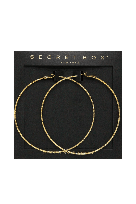 Secret Box™ Sterling Silver Dipped Textured Hoop Earrings - Gold EARRINGS for women Vacation Outfits Birthday Dresses Going Out Looks