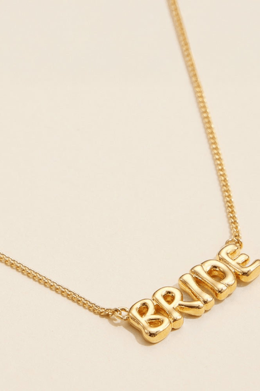Semi Fine Collection – 18K Gold Dipped Bride Message Pendant Necklace - Blaire Shops