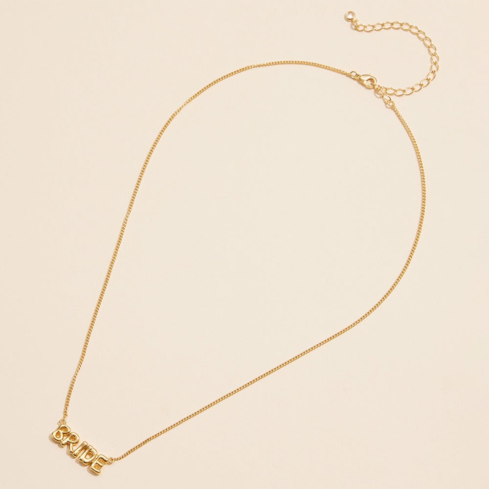 Semi Fine Collection – 18K Gold Dipped Bride Message Pendant Necklace - Blaire Shops