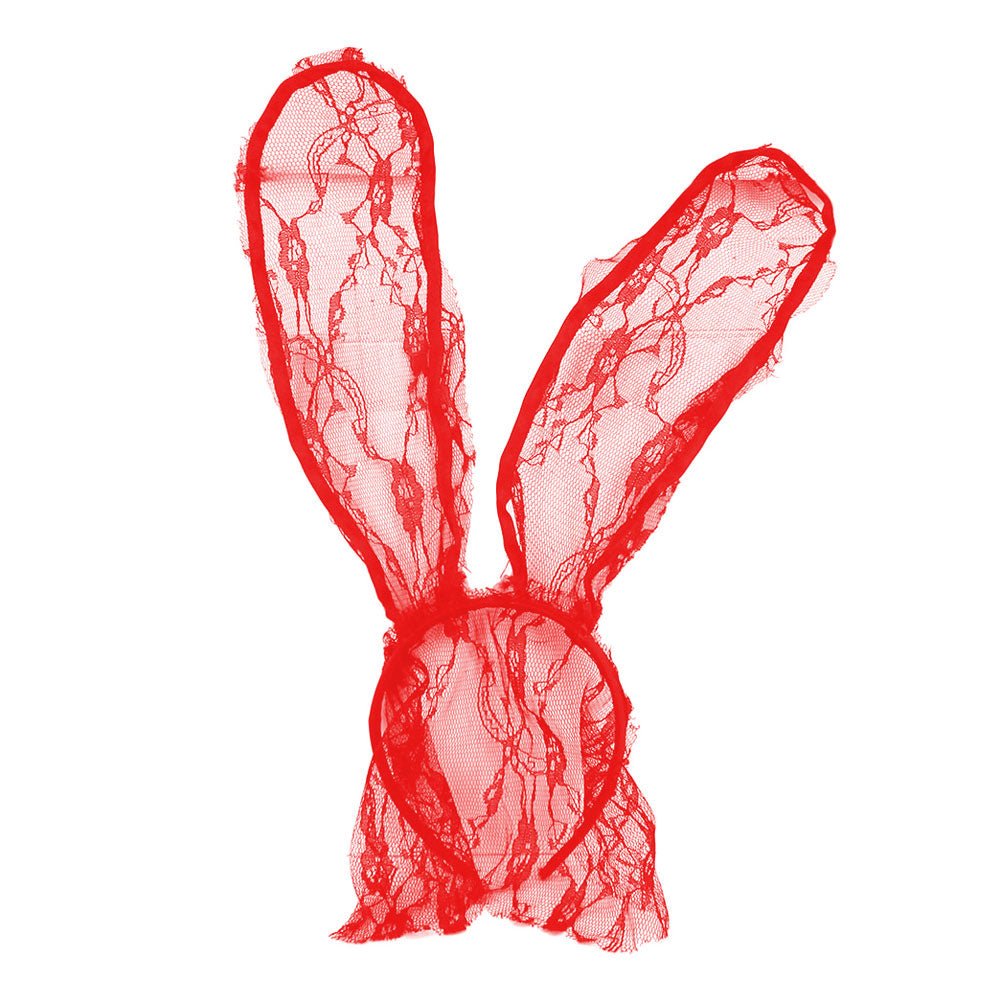 Sexy Veiled Floral Laced Bunny Ears Halloween Headband - Red accessories for women Vacation Outfits Birthday Dresses Going Out Looks