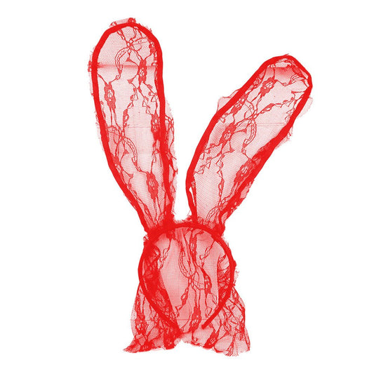 Sexy Veiled Floral Laced Bunny Ears Halloween Headband - Red accessories for women Vacation Outfits Birthday Dresses Going Out Looks