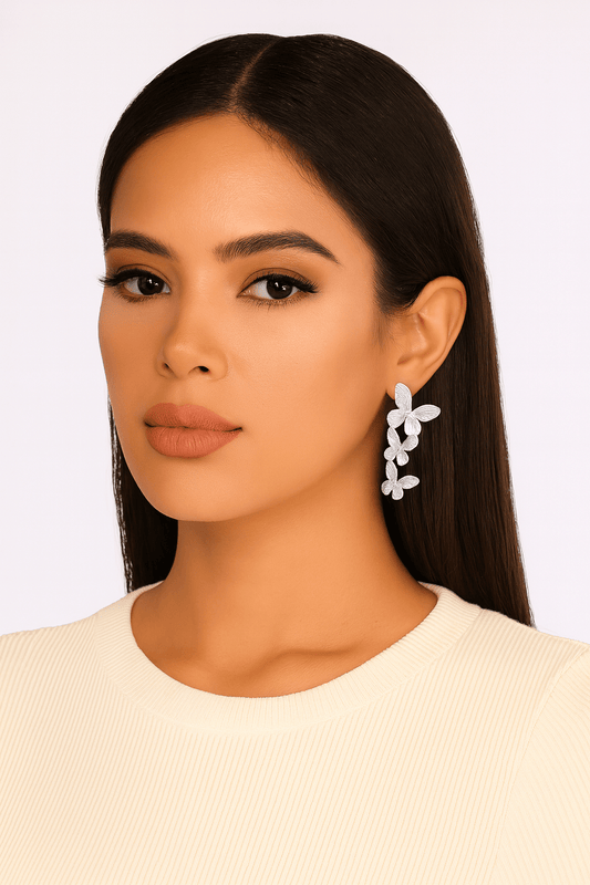 Silver Butterfly Drop 18K Gold Plated Earrings - Blaire Shops