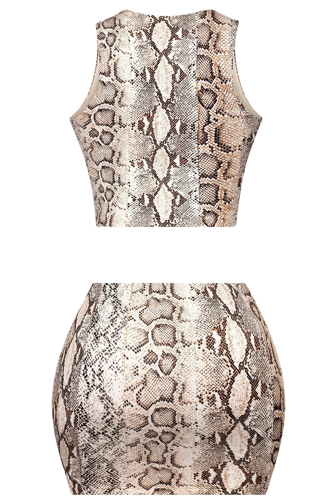 Snake Print Matching Set – Crop Top & Low Rise Mini Skirt for Women - Blaire Shops