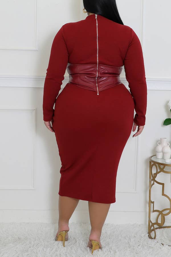 Snatched at the Waist Curvy Plus Size Midi Dress - Blaire Shops