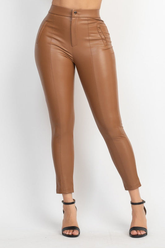 Snatched Faux Leather High - Waist Skinny Pants - Blaire Shops