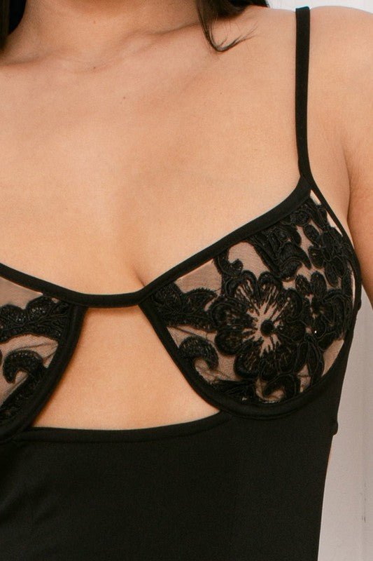 SOHO FLOWER EMBROIDERED WIRED BRA TOP DRESS - Blaire Shops