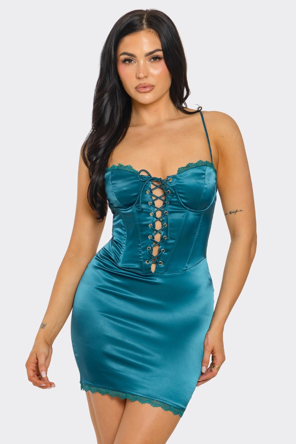 Sophia Tie Front Corset Mini Dress – Sexy Lace - Up Bodycon Party Outfit - Blaire Shops
