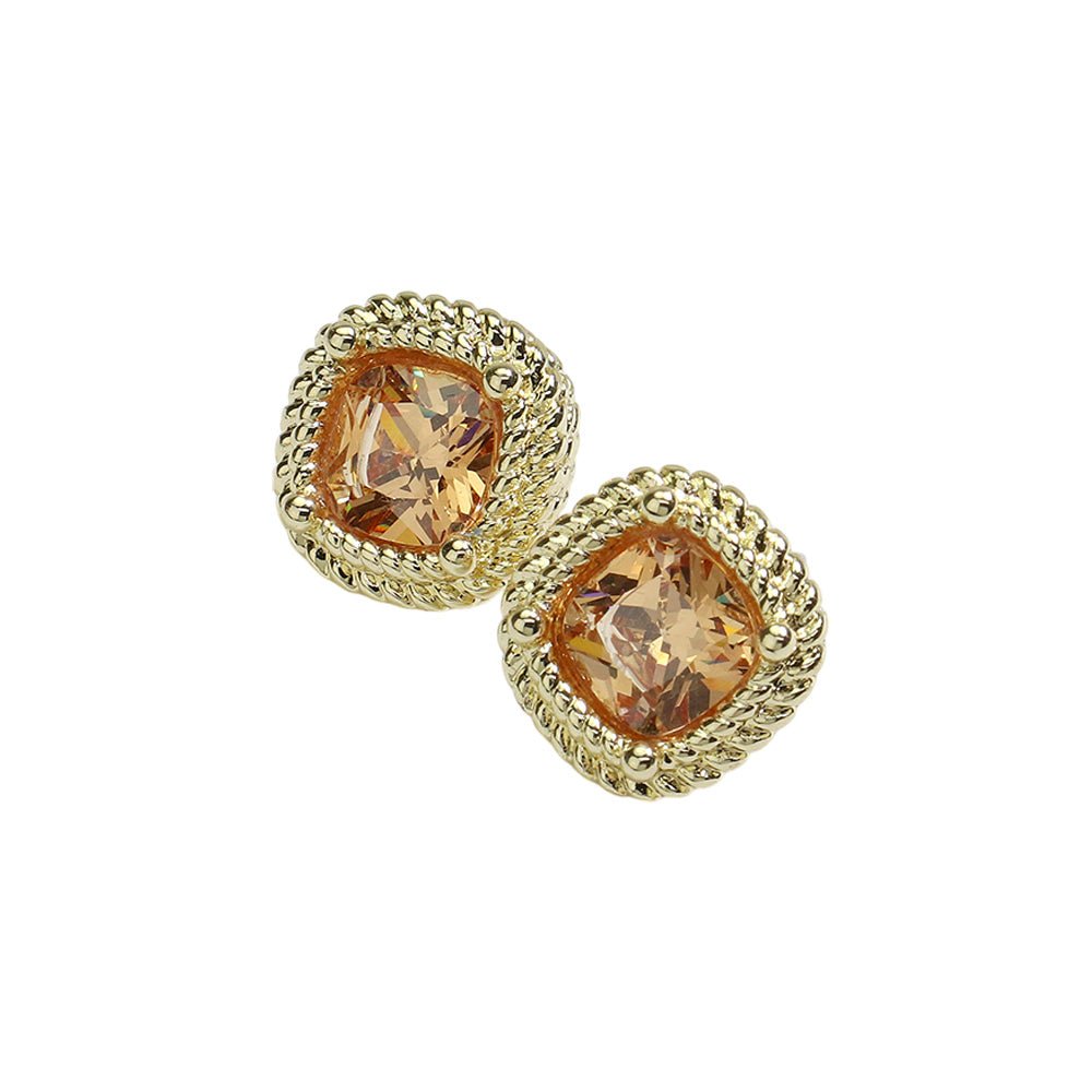 Square Peach CZ Cushion Stud Earrings - Blaire Shops