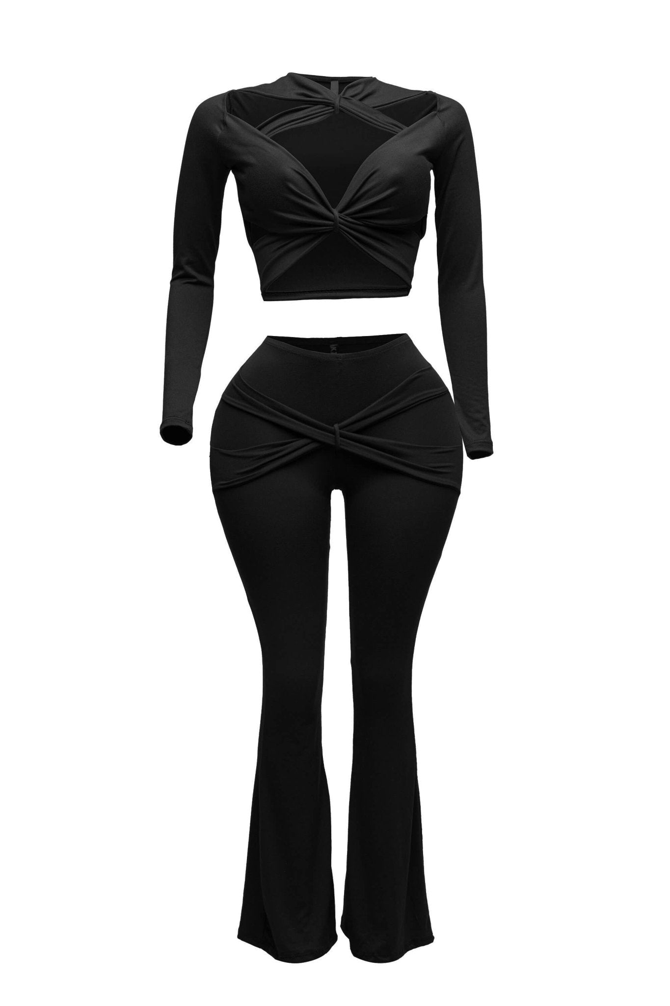 Stacy Strappy Cutout Crop Top Detailed Pant Set - Blaire Shops