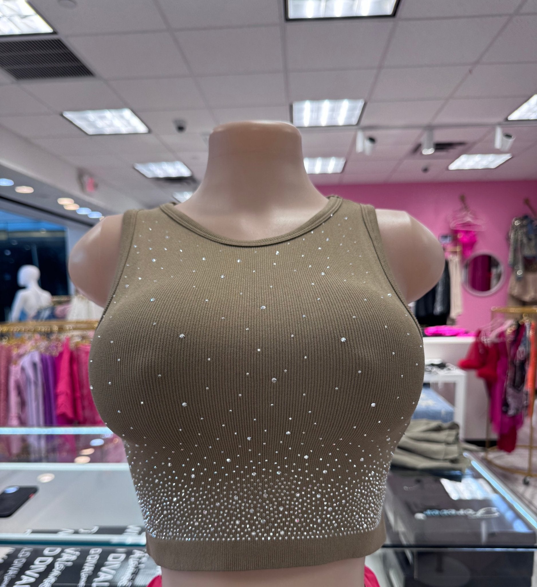 Starlight Rhinestone Stetch Crop Top - Blaire Shops