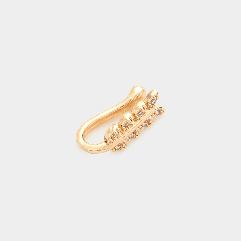 Stone Embellished Nose Clip Faux Piercing - Gold Leaf RING for women Vacation Outfits Birthday Dresses Going Out Looks
