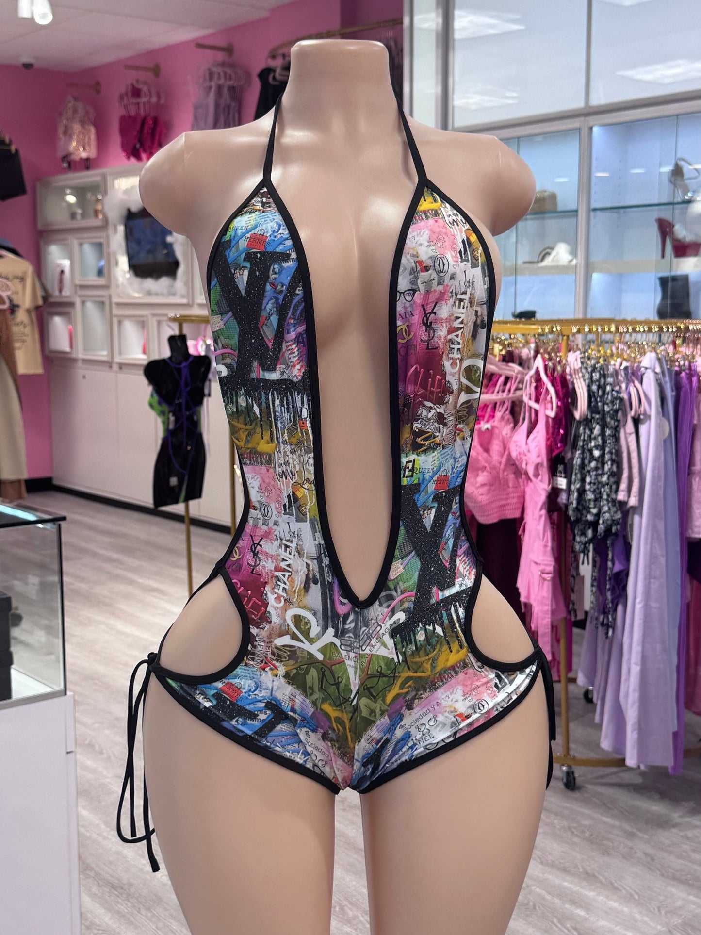 Street Art Luxe Inspired One Piece Exotic Dancewear - Blaire Shops
