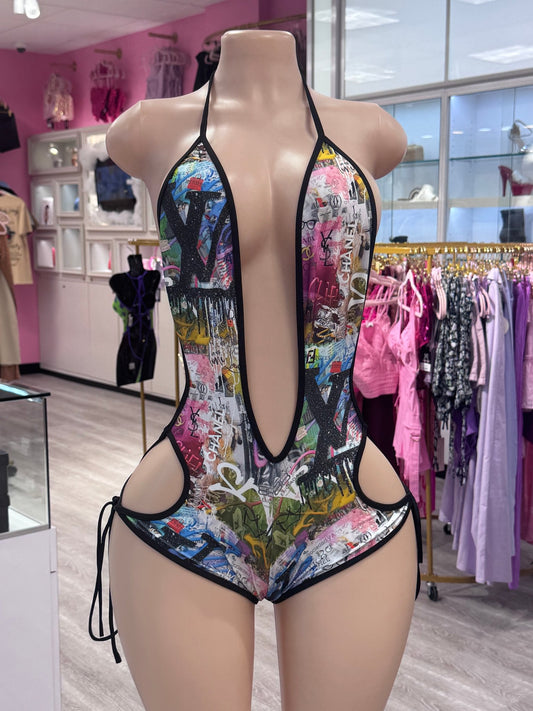 Street Art Luxe Inspired One Piece Exotic Dancewear - Blaire Shops