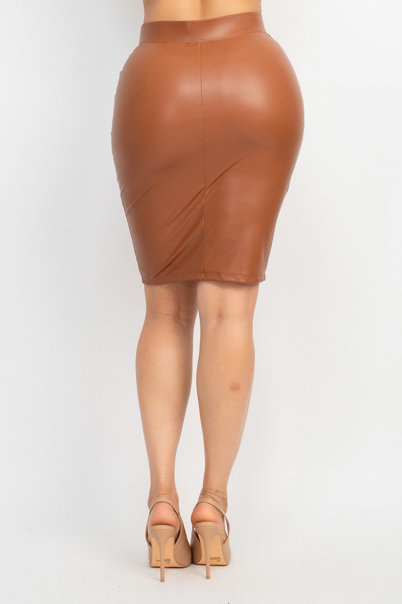 Stretch Faux Leather Pencil Skirt | Sexy & Sophisticated Style - Blaire Shops