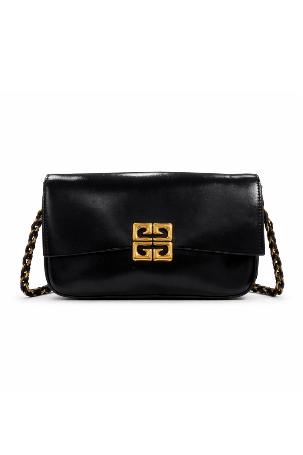 Structured Leather Chain Shoulder Bag - Blaire Shops
