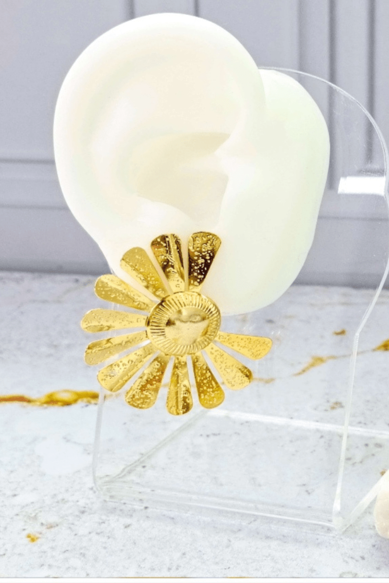 Sunflower Detail Statement 18K Gold Plated Earrings - Blaire Shops