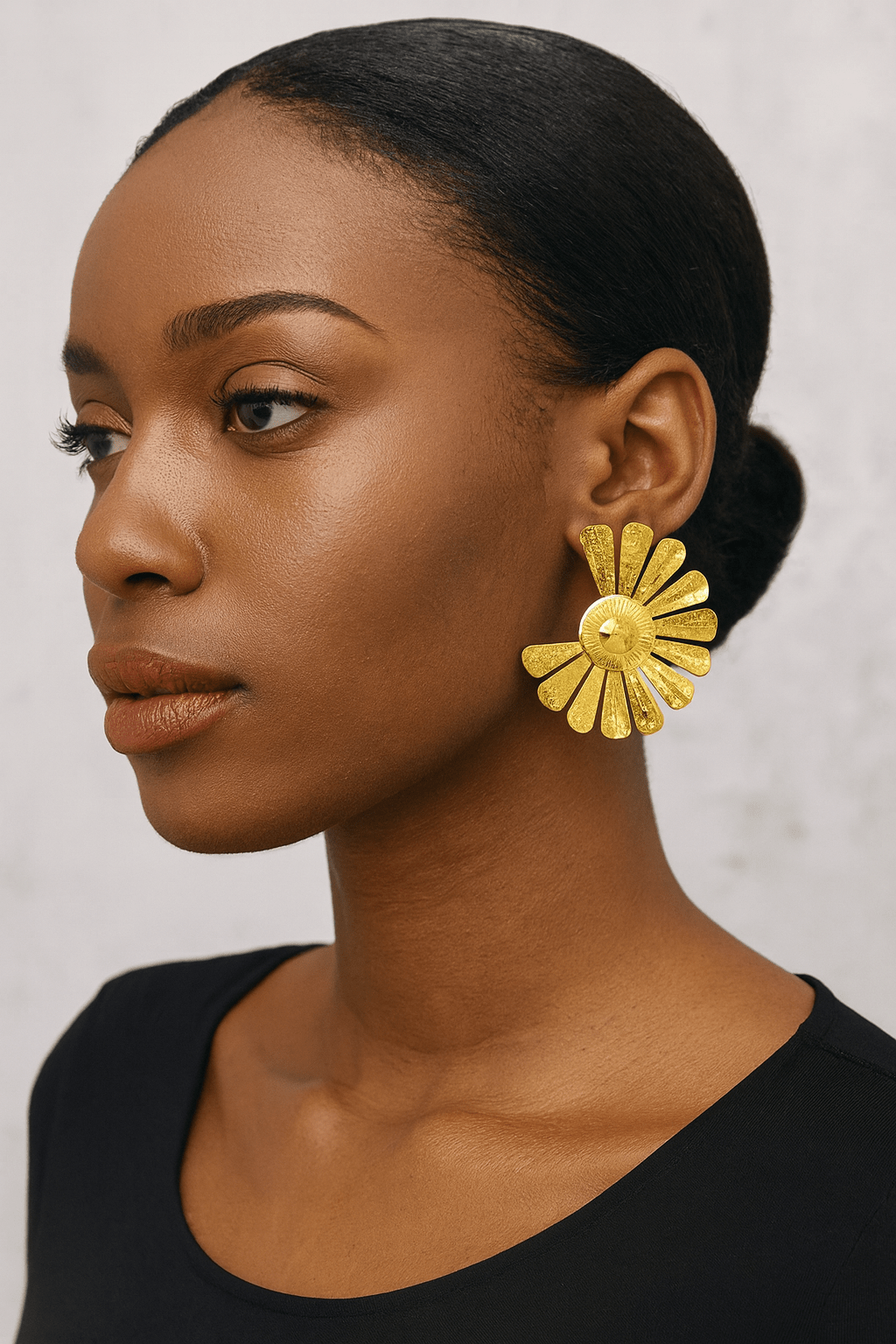 Sunflower Detail Statement 18K Gold Plated Earrings - Blaire Shops