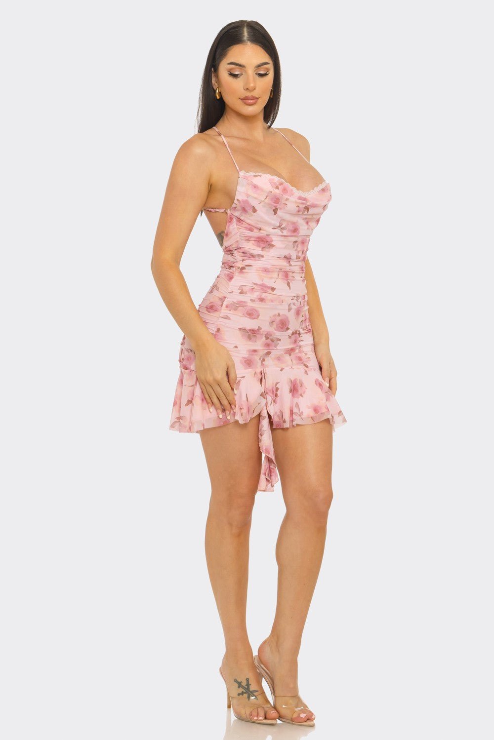 Sweet Bloom Cowl Neck Mini Dress - Blaire Shops