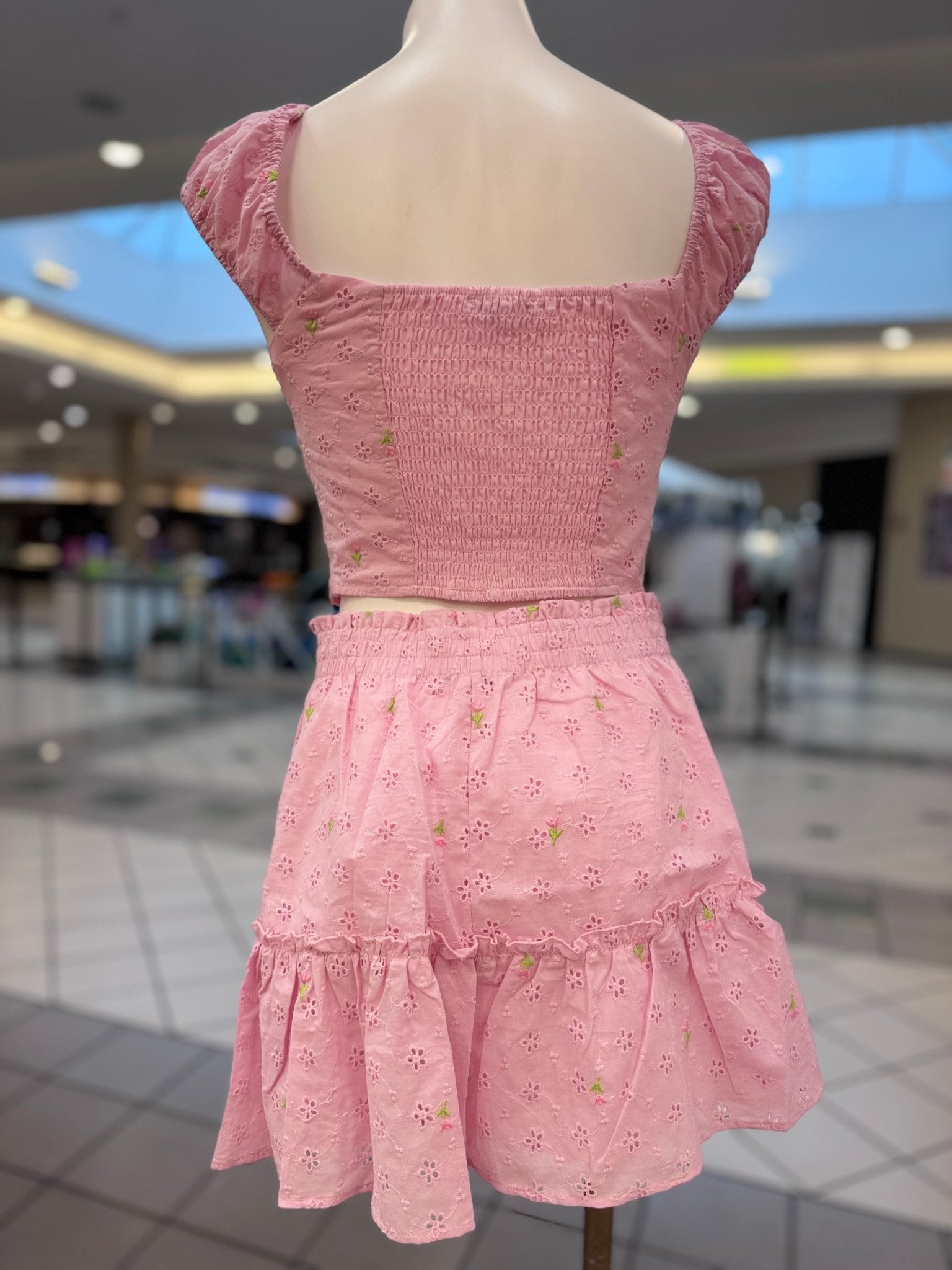 Sweet Tulip Two Piece Cotton Crop Top Skirt Set - Blaire Shops