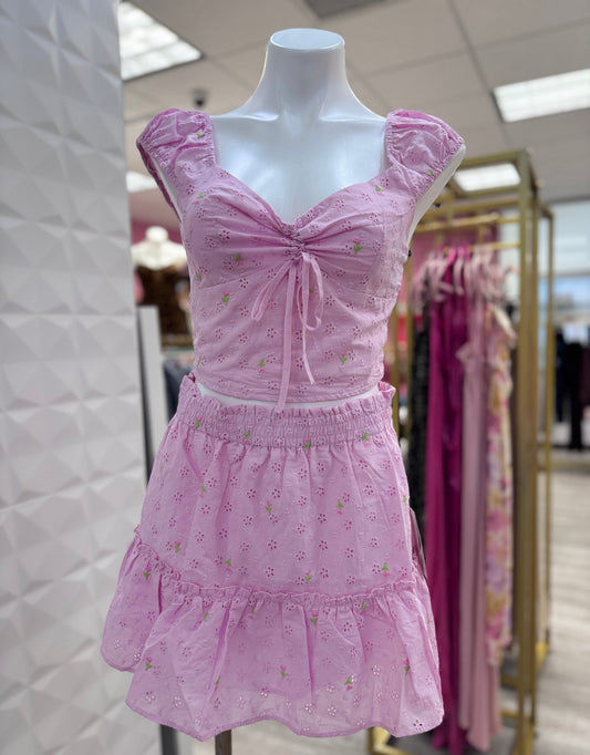 Sweet Tulip Two Piece Cotton Crop Top Skirt Set - Blaire Shops