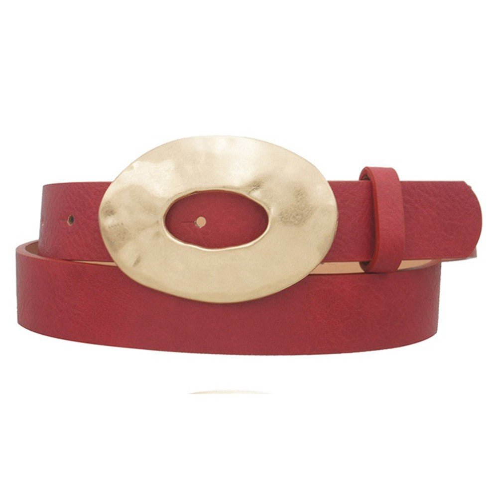Terra Loop Organic Open Circle Faux Leather Belt – 27mm | Earthy Red Belt - Blaire Shops