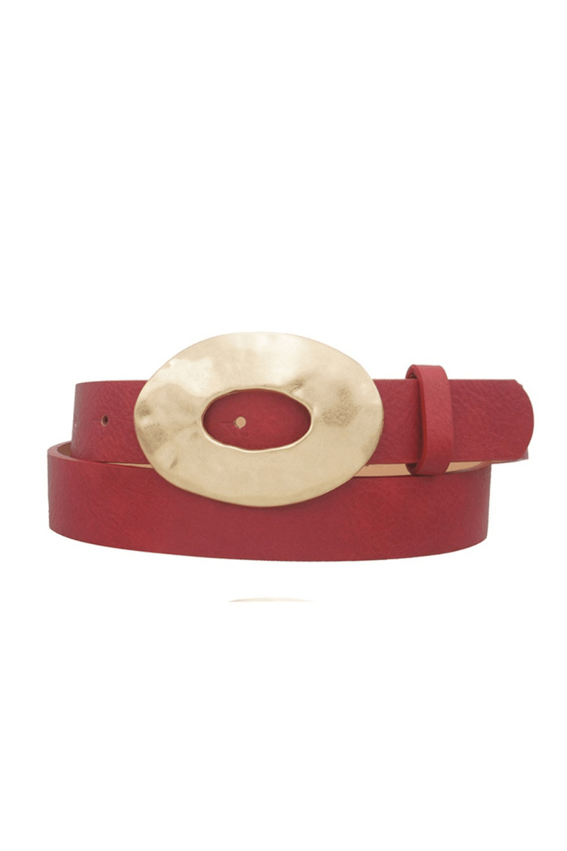 Terra Loop Organic Open Circle Faux Leather Belt – 27mm | Earthy Red Belt - Blaire Shops