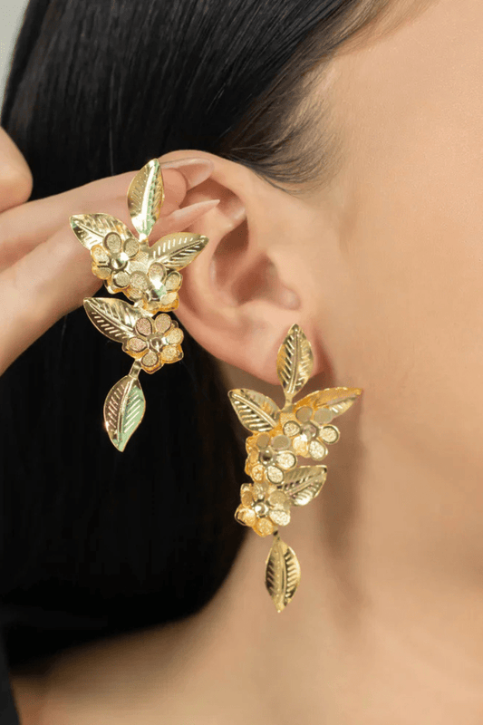 Tropical Flower Drop 18K Gold Plated Earrings - Blaire Shops