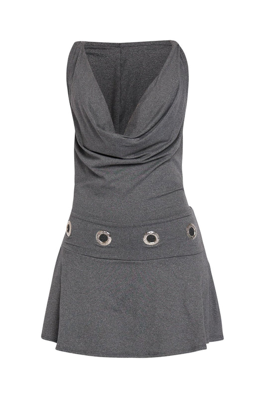 Urban Edge Hooded Open Back Mini Dress Built In Shorts - Blaire Shops