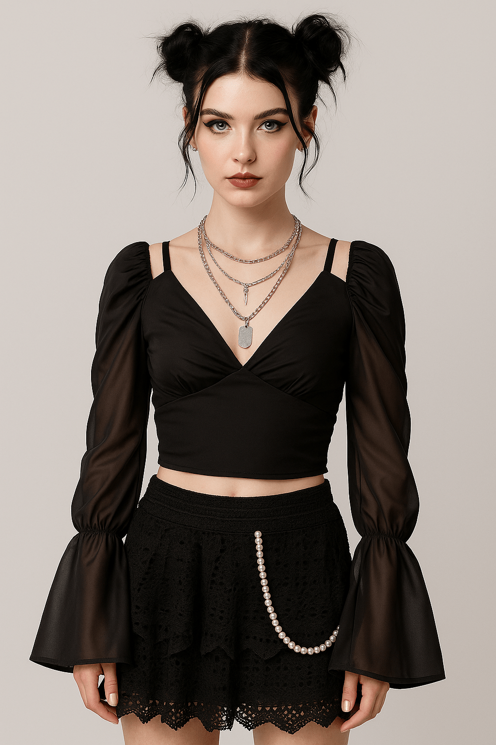 Valeria Puff Sleeve Mesh Whimsigoth Long Sleeve Top - Blaire Shops