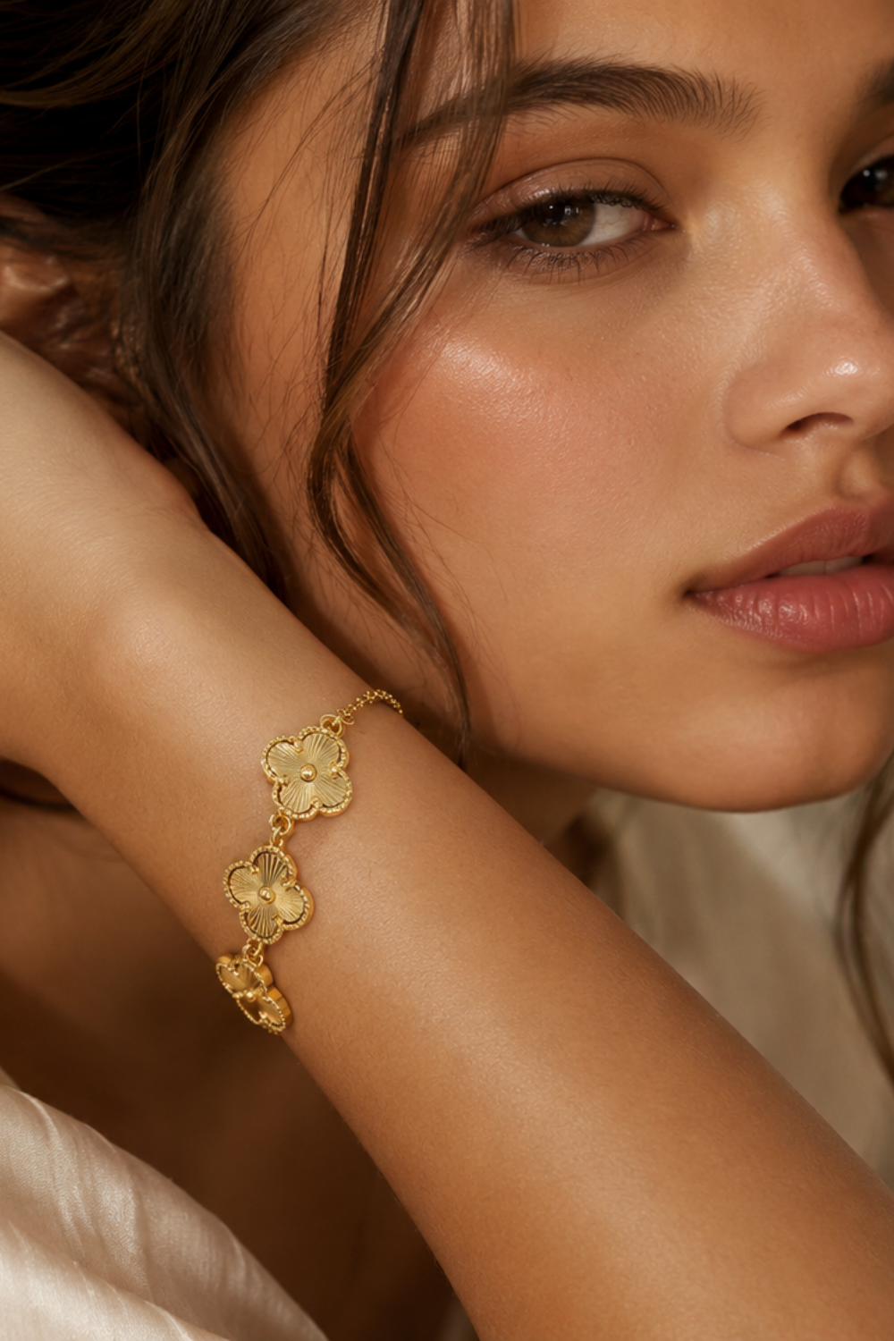 model with van cleef dupe bracelet 