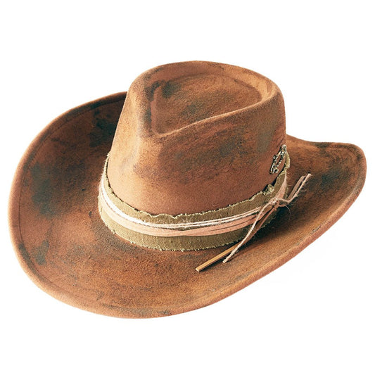 Vintage Distressed Twine Band Rustic Cowgirl Western Hat - Blaire Shops