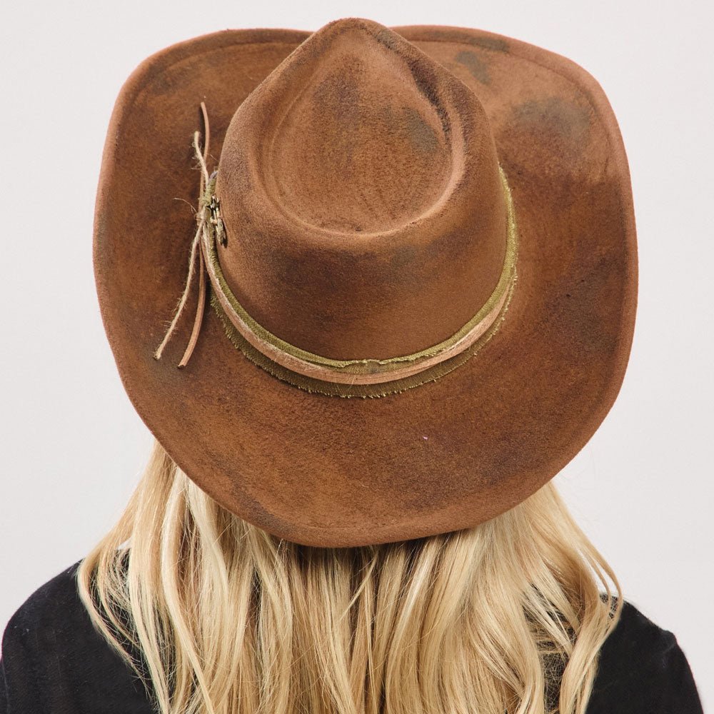 Vintage Distressed Twine Band Rustic Cowgirl Western Hat - Taupe hat for women Vacation Outfits Birthday Dresses Going Out Looks