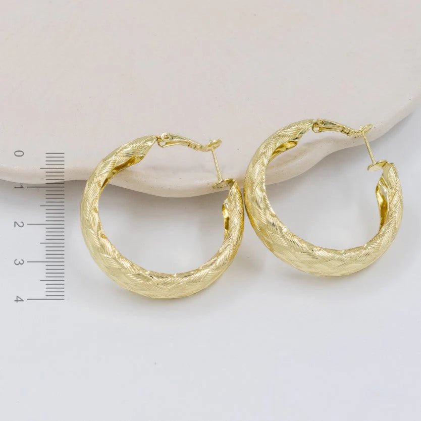 Weaved Detail 18K Gold Plated Hoop Earrings - Blaire Shops