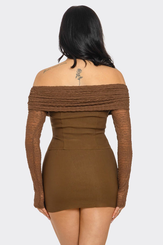 Women’s Black Off - Shoulder Long Sleeve Top and Mini Skirt Set – Sexy Two - Piece Party Outfit - Blaire Shops