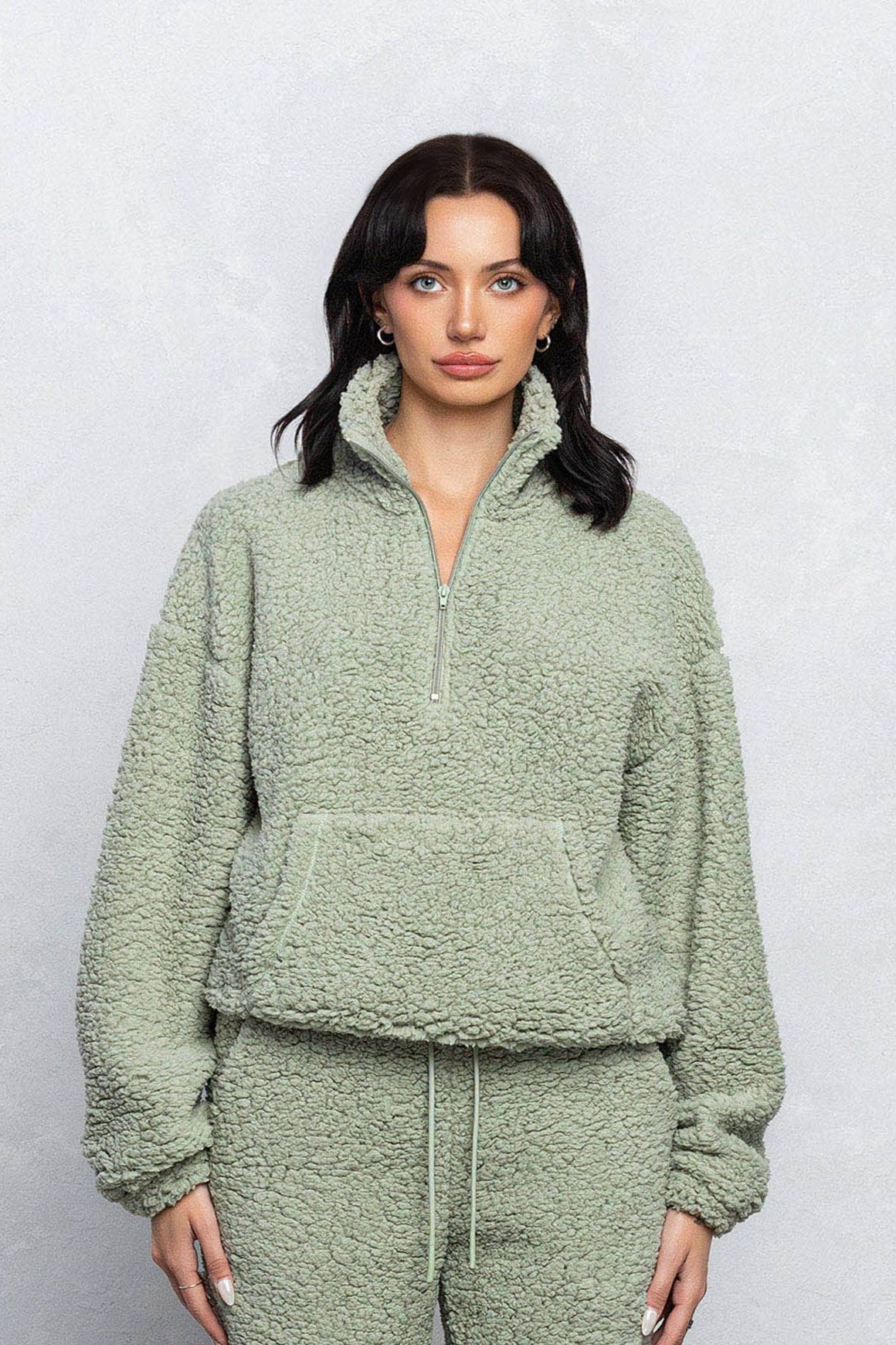 Women’s Teddy Half Zip Loungewear Top and Pant – Ultra Soft Luxury Pullover - Blaire Shops